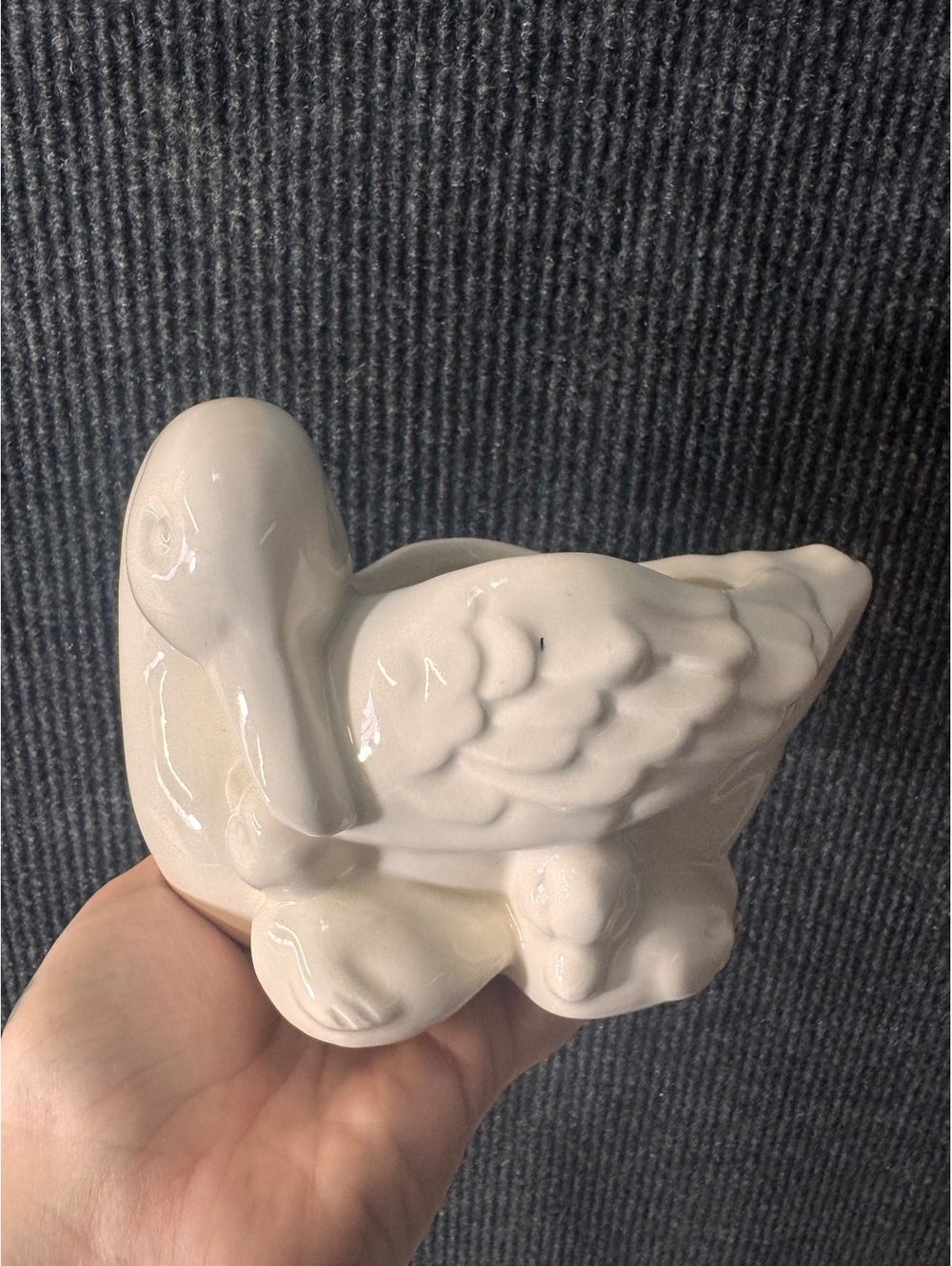 Vintage Avon White Ceramic Duck Flower Pot Planter